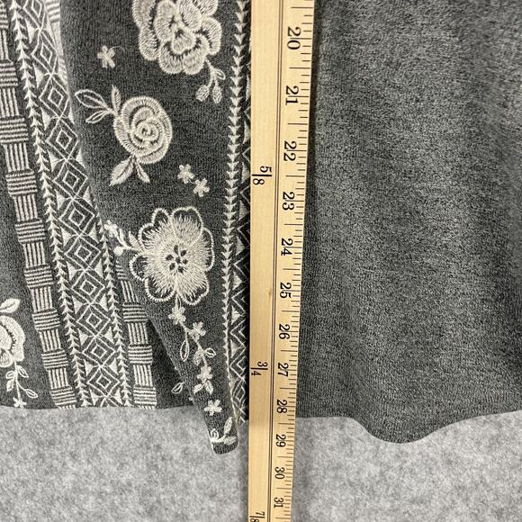 Savanna Jane Embroidered Top Women 2X Gray Floral Knit Boho Peasant Cottage NEW - Picture 7 of 12